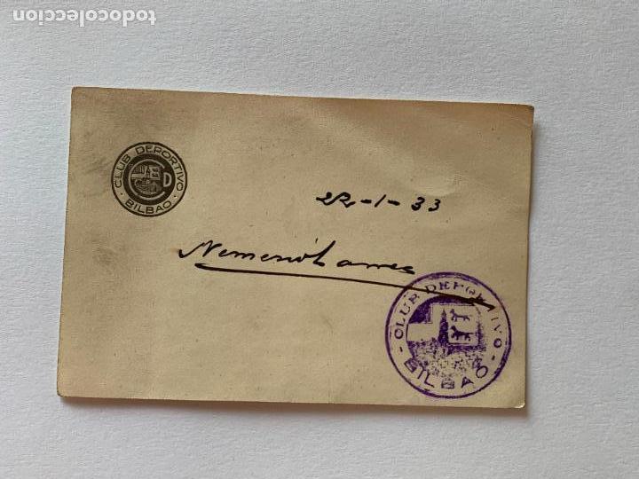 Sammelleidenschaft Sport: TARJETA CON EL SELLO DEL CLUB DEPORTIVO BILBAO. A&Ntilde;O 1933.