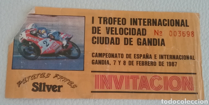 Sammelleidenschaft Sport: Entrada Invitaci&oacute;n I trofeo internacional de VELOCIDAD CIUDAD de GAND&Iacute;A. 1987