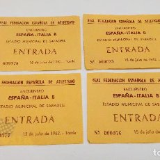 Collectionnisme sportif: 4 ENTRADAS ESPAÑA - ITALIA B - ESTADIO MUNICIPAL DE SABADELL - 1962. Lote 164155662