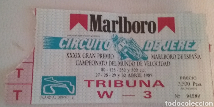 Sammelleidenschaft Sport: ENTRADA al CIRCUITO DE JEREZ Campeonato del mundo de velocidad abril 1989.