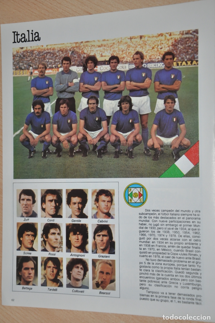 Sammelleidenschaft Sport: hoja foto seleccion futbol italia 1982