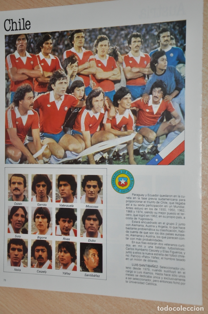 Sammelleidenschaft Sport: hoja seleccion futbol chile 1982