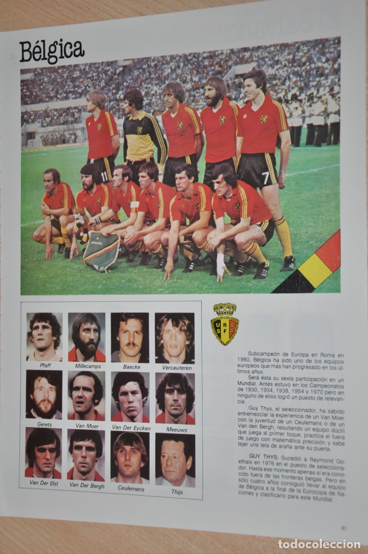 Sammelleidenschaft Sport: hoja seleccion futbol belgica 1982