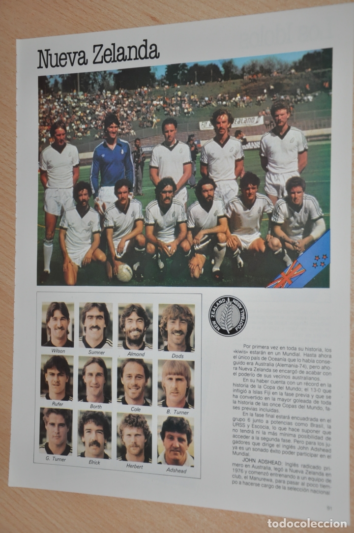 Sammelleidenschaft Sport: hoja seleccion futbol nueva zelanda 1982