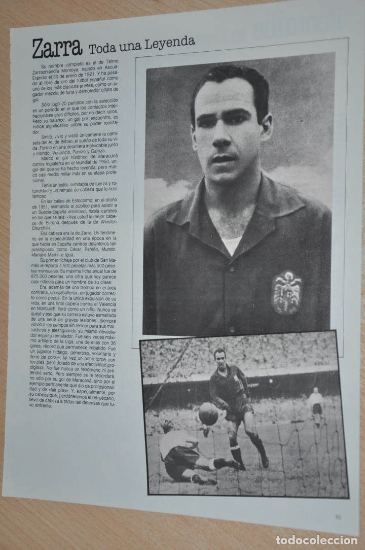 Coleccionismo deportivo: hoja futbolista zarra - Foto 1