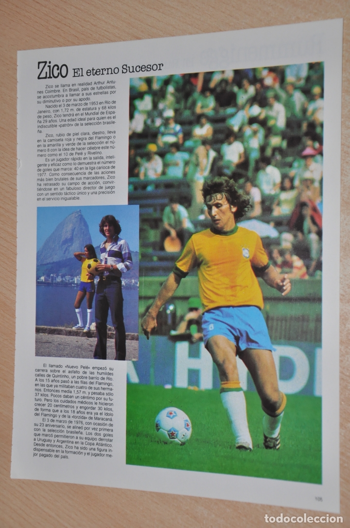 Coleccionismo deportivo: hoja futbolista zico - Foto 1