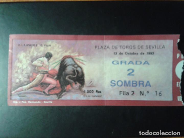 Coleccionismo deportivo: ENTRADA DE CORRIDA DE TOROS. SEVILLA. 1992 - Foto 1