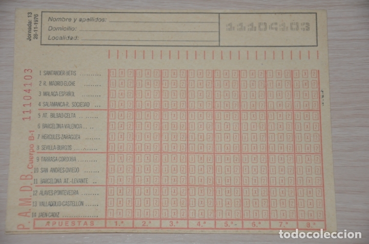 Coleccionismo deportivo: quiniela jornada 13, 28/11/1976 - Foto 1