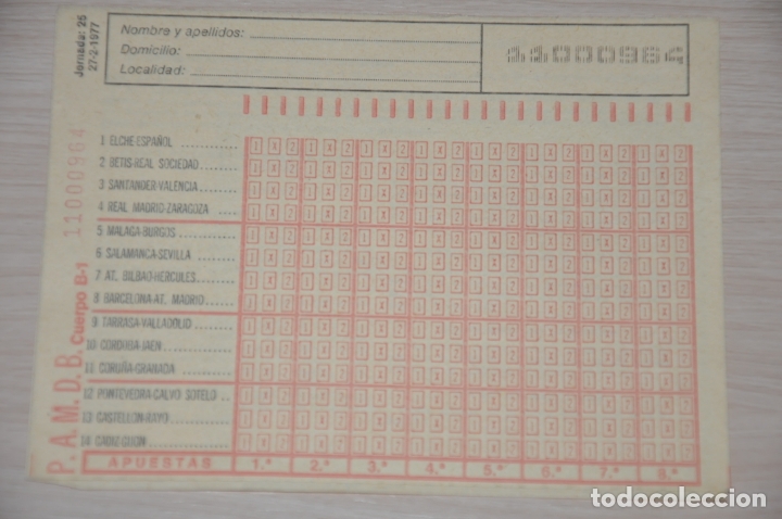 Coleccionismo deportivo: quiniela jornada 25, 27/2/1977 - Foto 1