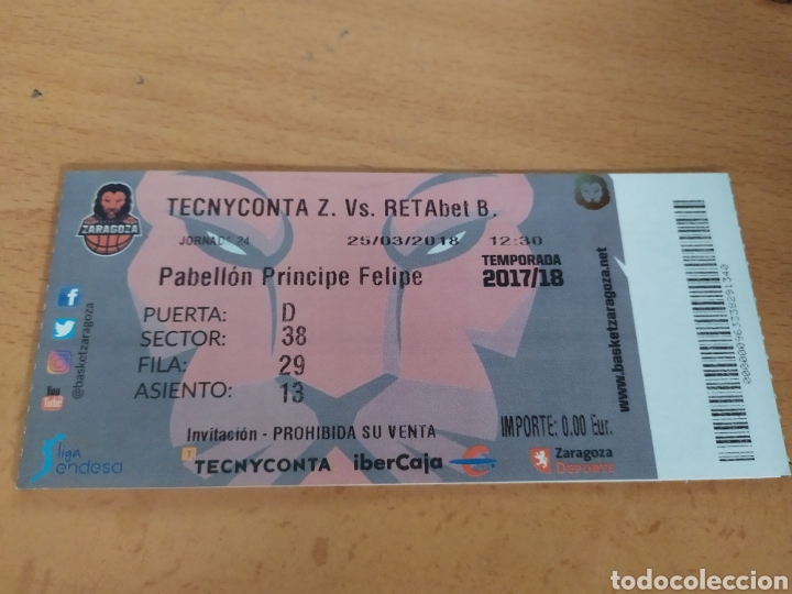 Sammelleidenschaft Sport: Tecnyconta Zaragoza baloncesto contra retabet entrada sin usar 2017 2018