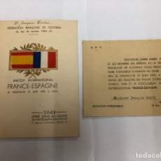 Coleccionismo deportivo: MENU Y INVITACION ORGANIZADO POR LA ASOCIACION FRANCESA DE FUTBOL SUECIA VS FRANCIA 1949