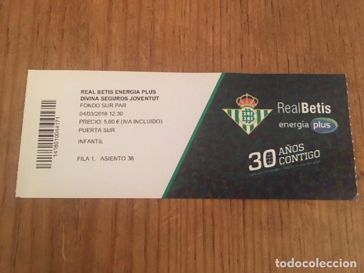 Collectionnisme sportif: R6654 ENTRADA TICKET BALONCESTO REAL BETIS ENERGIA PLUS DIVINA SEGUROS JOVENTUT 2018