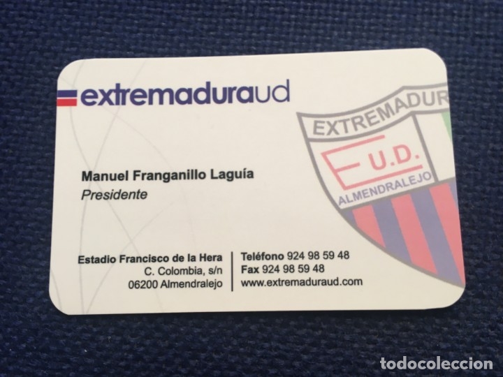 Collectionnisme sportif: R6670 TARJETA DE VISITA FUTBOL PRESIDENTE EXTREMADURA U.D. MANUEL FRANGANILLO LAGUIA