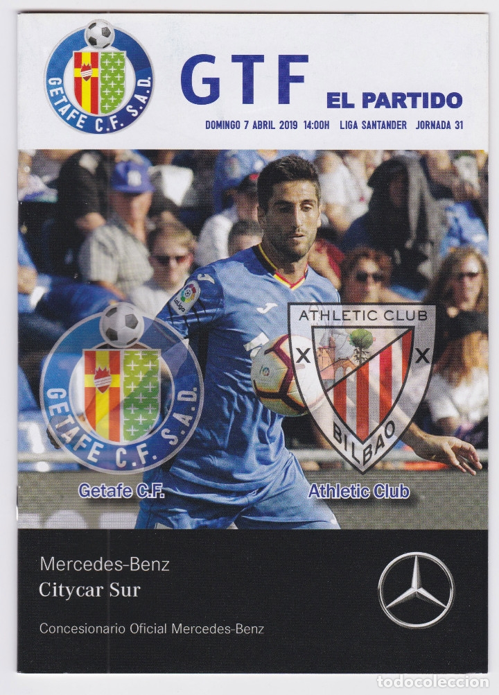 Coleccionismo deportivo: Programa Bolet&iacute;n Revista F&uacute;tbol -- Getafe CF - Athletic Club Bilbao 2018-19