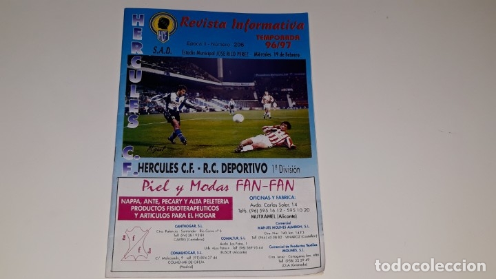 Coleccionismo deportivo: ANTIGUO PROGRAMA REVISTA INFORMATIVA DEL HERCULES F.C US DEPORTIVO 1&ordf; DIVISION TEMPORADA 1996 / 97