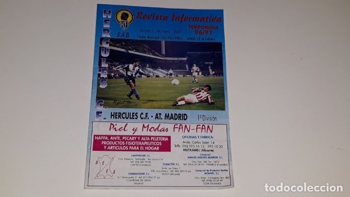 Coleccionismo deportivo: ANTIGUA REVISTA INFORMATIVA DEL HERCULES F.C US ATLETICO DE MADRID  1&ordf; DIVISION TEMPORADA 1996 / 97