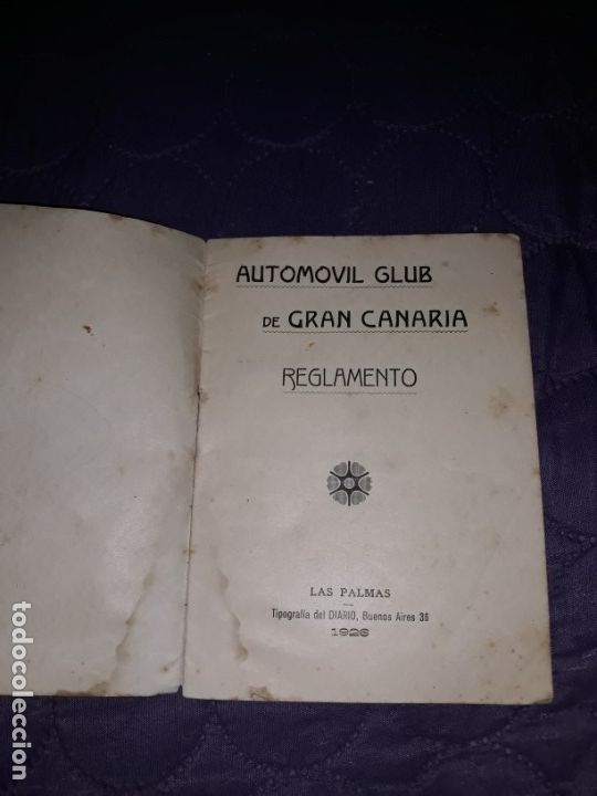 Coleccionismo deportivo: Antiguo librillo reglamento autom&oacute;vil club de gran Canaria 1926