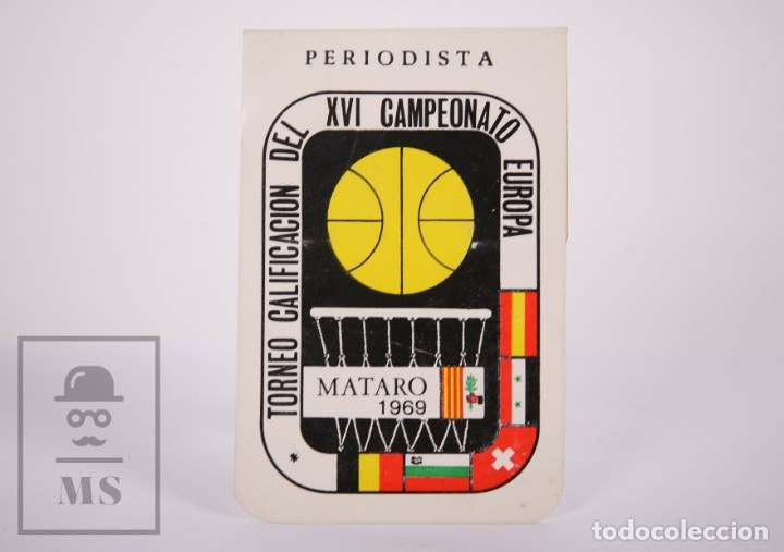 Collectionnisme sportif: Acreditaci&oacute;n de Periodista - Torneo Calificaci&oacute;n del XVI Campeonato Europa Baloncesto - Matar&oacute;, 1969