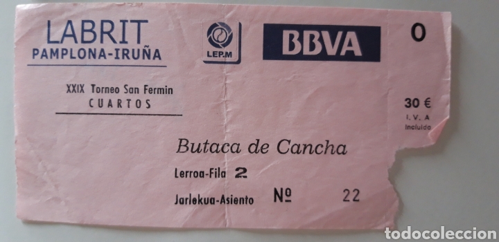Coleccionismo deportivo: ENTRADA TORNEO SAN FERMIN PELOTA VASCA - Foto 1