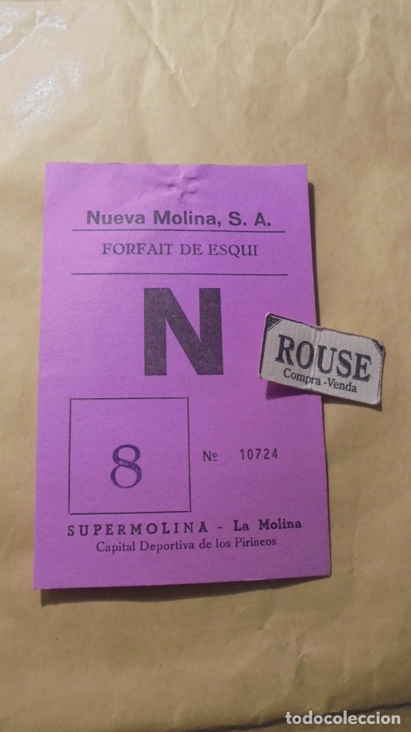 Collectionnisme sportif: ESQUI - LA MOLINA - ANTIGUO FORFAIT DE ESQUI A&Ntilde;OS 70/80 NUEVA MOLINA S.A. SUPERMOLINA - LA MOLINA N
