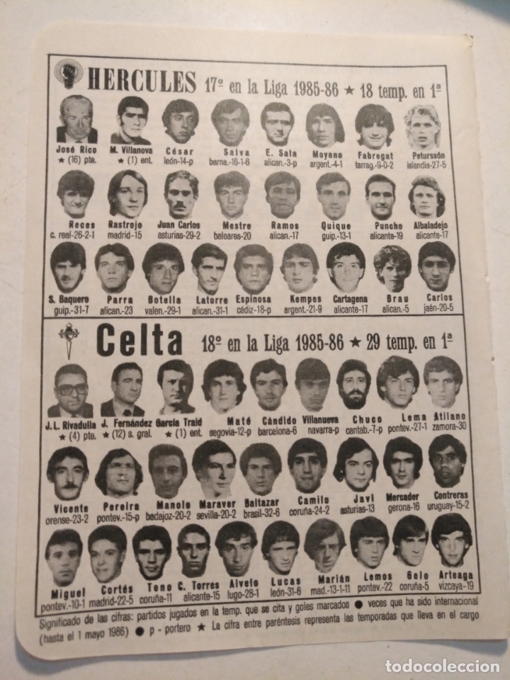 Collectionnisme sportif: antigua peque&ntilde;a hoja deportiva - futbol - jugadores club equipo  H&eacute;rcules celta