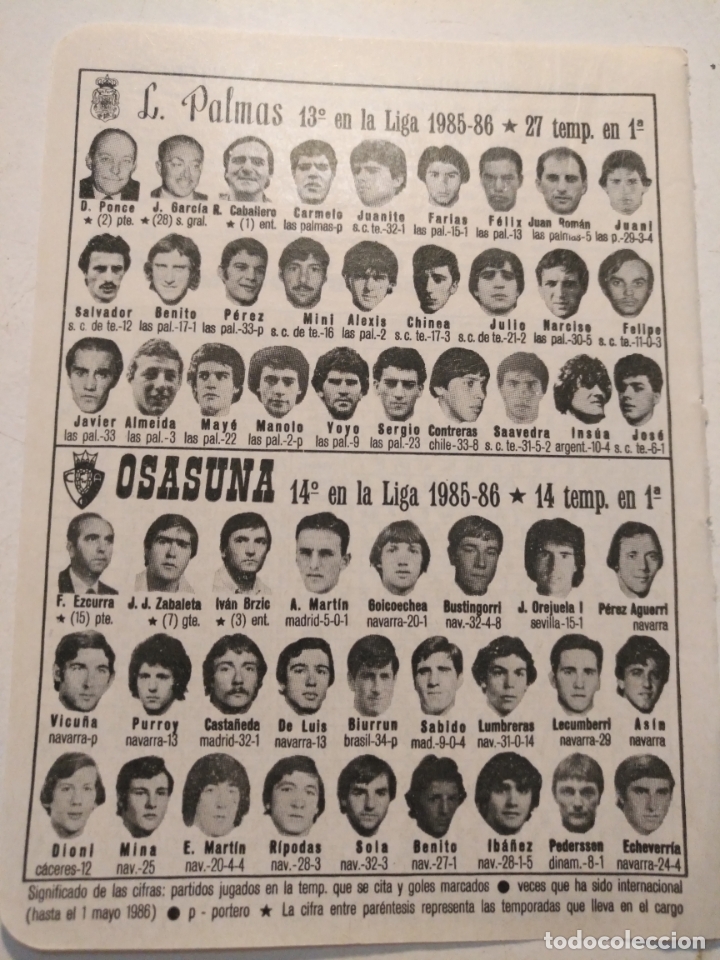 Collectionnisme sportif: antigua peque&ntilde;a hoja deportiva - futbol - jugadores club equipo Las Palmas Osasuna