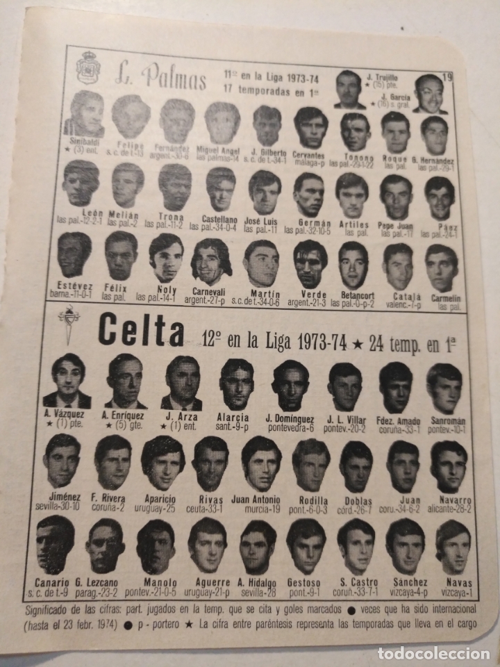 Collectionnisme sportif: antigua peque&ntilde;a hoja deportiva - futbol - jugadores club equipo  Las Palmas celta