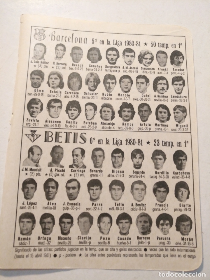 Collectionnisme sportif: antigua peque&ntilde;a hoja deportiva - futbol - jugadores club equipo  Barcelona Betis