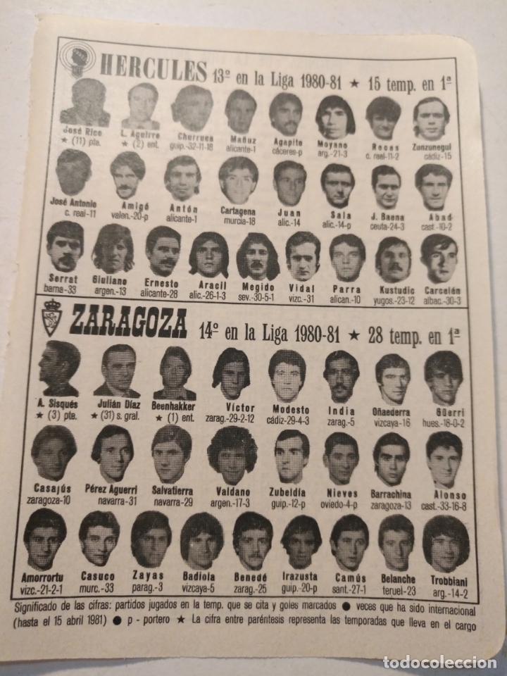 Collectionnisme sportif: antigua peque&ntilde;a hoja deportiva - futbol - jugadores club equipo  H&eacute;rcules Zaragoza