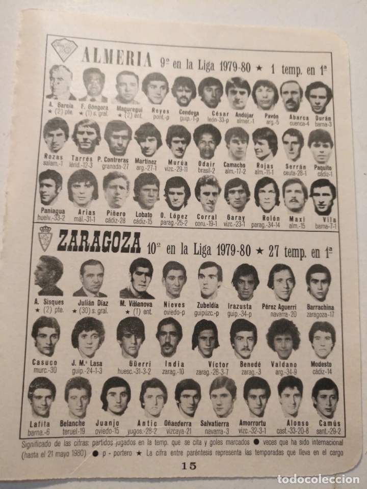 Collectionnisme sportif: antigua peque&ntilde;a hoja deportiva - futbol - jugadores club equipo almeria Zaragoza