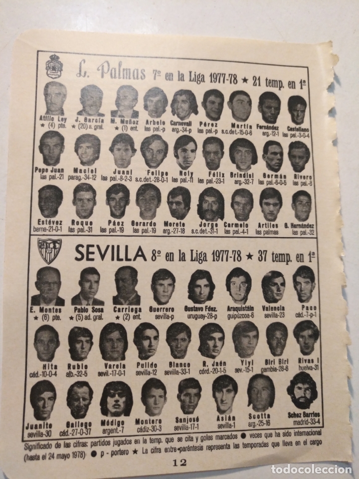 Collectionnisme sportif: antigua peque&ntilde;a hoja deportiva - futbol - jugadores club equipo las palmas sevilla