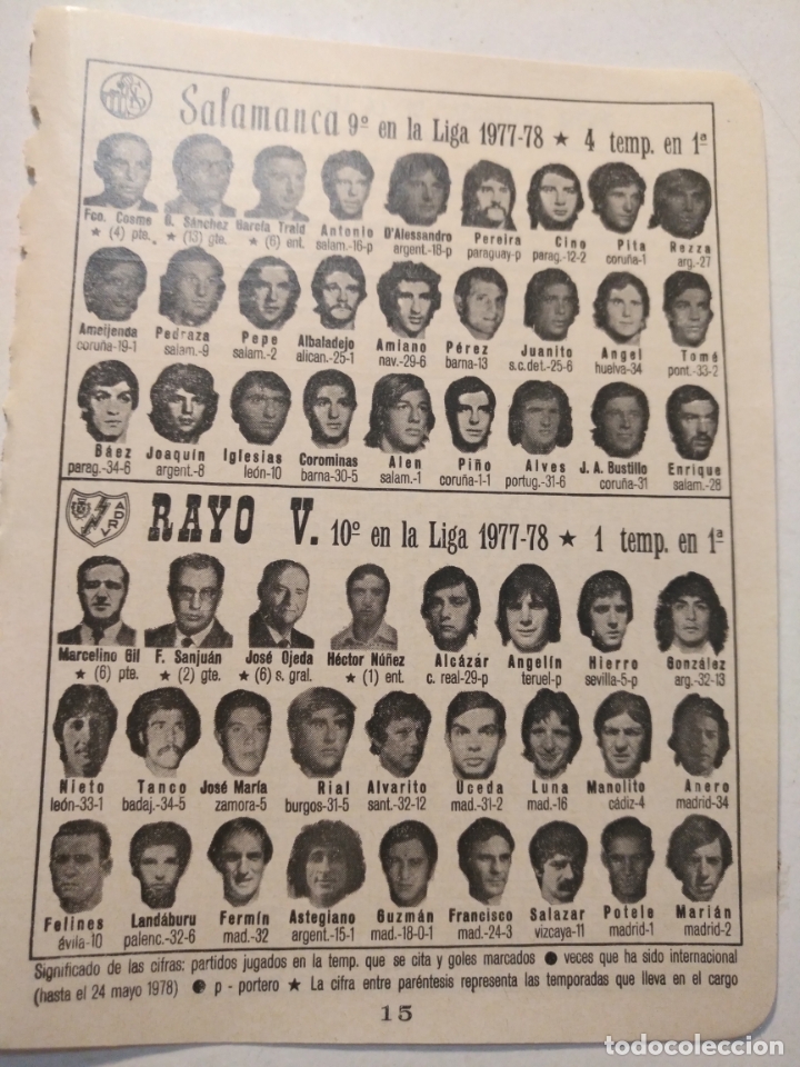 Collectionnisme sportif: antigua peque&ntilde;a hoja deportiva - futbol - jugadores club equipo - salamanca rayo vallecano