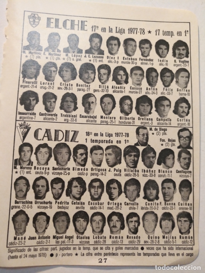 Collectionnisme sportif: antigua peque&ntilde;a hoja deportiva - futbol - jugadores club equipo - elche cadiz