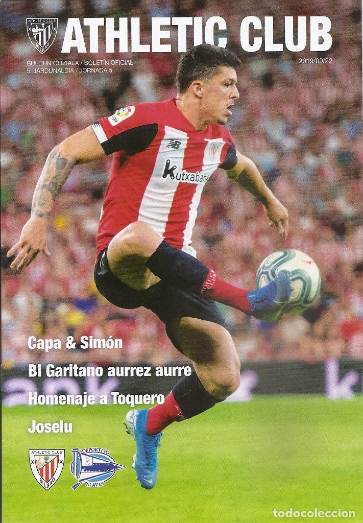 Collectionnisme sportif: PROGRAMA OFICIAL ATHLETIC CLUB: ATHLETIC-DEPORTIVO ALAVES. JORNADA 5. 2019-20. FUTBOL. NUEVO