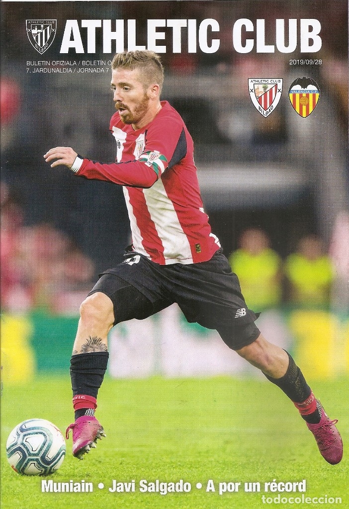 Collectionnisme sportif: PROGRAMA OFICIAL ATHLETIC CLUB: ATHLETIC-VALENCIA C.F. JORNADA 7. 2019-20. FUTBOL. NUEVO
