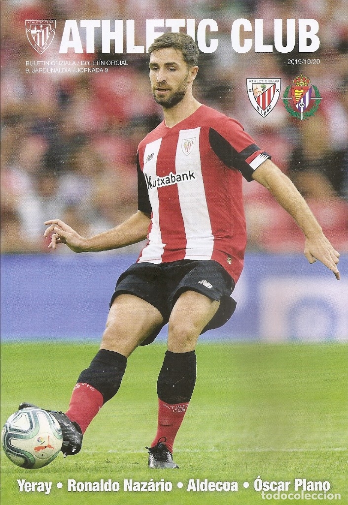 Collectionnisme sportif: PROGRAMA OFICIAL ATHLETIC CLUB: ATHLETIC-REAL VALLADOLID. JORNADA 9. 2019-20. FUTBOL. NUEVO