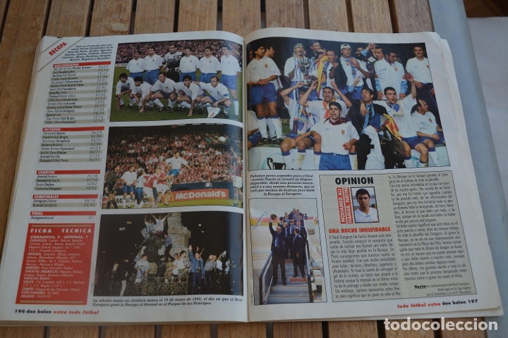 Sports collectibles: RECORTE DE LA REVISTA DON BALON.TEMPORADA 94-95.REAL ZAROGOZA CAMPE&Oacute;N DE LA RECOPA 94-95