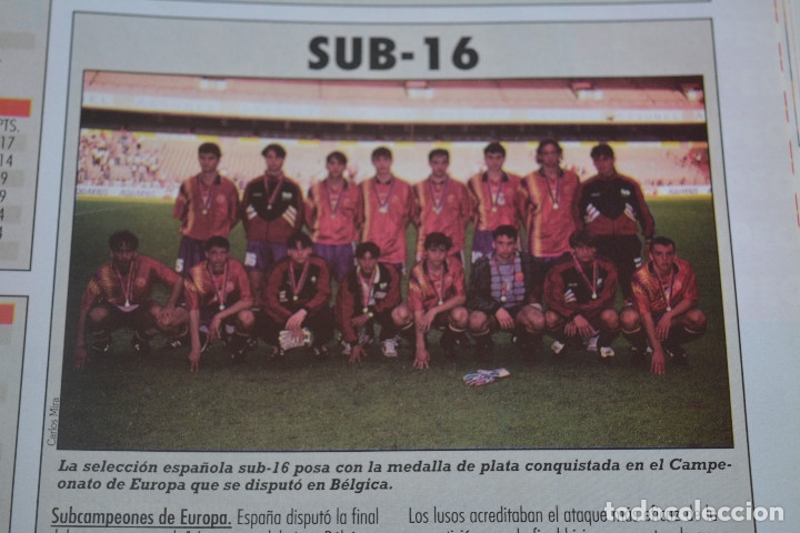 Sports collectibles: RECORTE DE LA REVISTA DON BALON.TEMPORADA 94-95.SELECCI&Oacute;N ESPA&Ntilde;OLA SUB 16 SUBCAMPEONA DE EUROPA