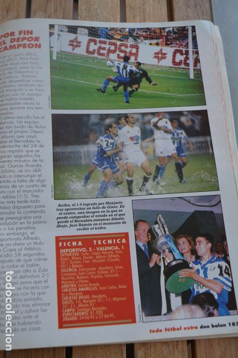 Sports collectibles: RECORTE DE LA REVISTA DON BALON.TEMPORADA 94-95.DEPORTIVO CORU&Ntilde;A CAMPE&Oacute;N DE COPA DEL REY