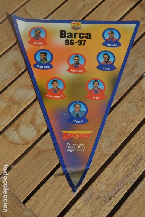 Coleccionismo deportivo: BANDERIN DE CART&Oacute;N DEL BAR&Ccedil;A 96-97 - Foto 1