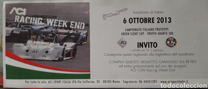 Coleccionismo deportivo: ENTRADA CAMPEONATO ITALIANO DE PROTOTIPOS 2013 - Foto 1