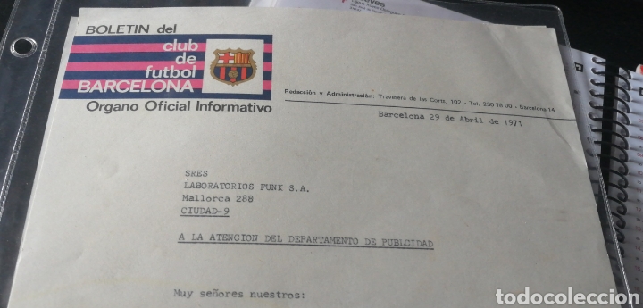 Coleccionismo deportivo: F.C. BARCELONA a&ntilde;o 1971, Documento Historico Copa del Generalisimo Franco - Foto 1