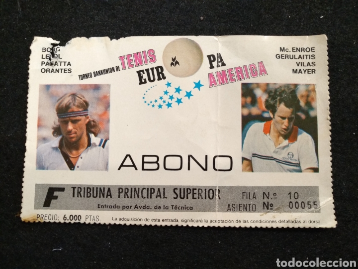 Sammelleidenschaft Sport: Entrada Tenis Europa Am&eacute;rica. Torneo bankunion. Mc.Enroe, Borg