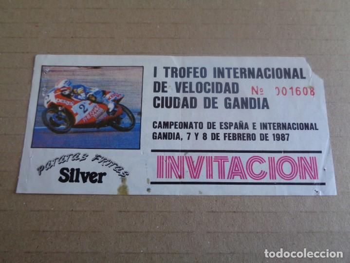 Sammelleidenschaft Sport: Entrada Invitaci&oacute;n I trofeo internacional de VELOCIDAD CIUDAD de GAND&Iacute;A 1987 DE MOTOS - avidesa