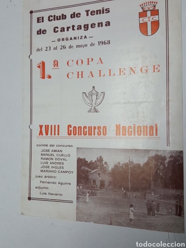 Sammelleidenschaft Sport: Copa challenge Club de Tenis de Cartagena a&ntilde;o 1968