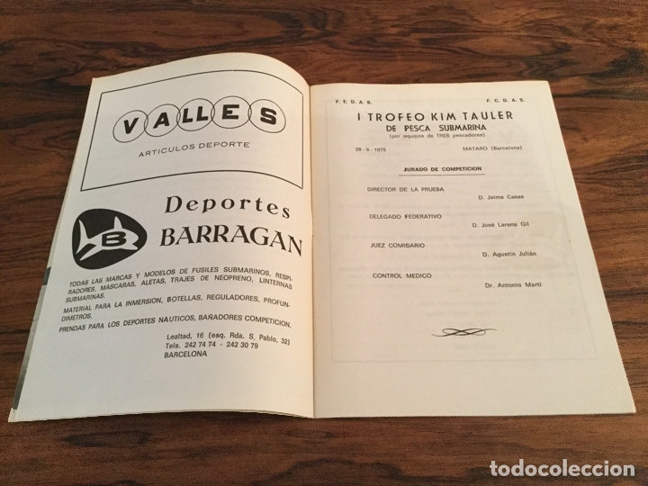Coleccionismo deportivo: PROGRAMA I TROFEU KIM TAULER PESCA SUBMARINA 1975 MATARO - Foto 3