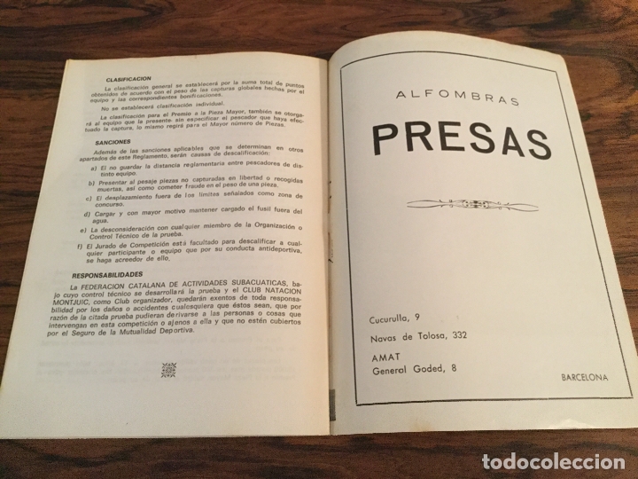 Coleccionismo deportivo: PROGRAMA I TROFEU KIM TAULER PESCA SUBMARINA 1975 MATARO - Foto 5