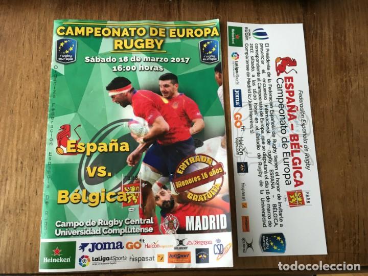 Sammelleidenschaft Sport: ENTRADA Y PROGRAMA OFICIAL RUGBY ESPA&Ntilde;A BELGICA CAMPEONATO DE EUROPA 2017