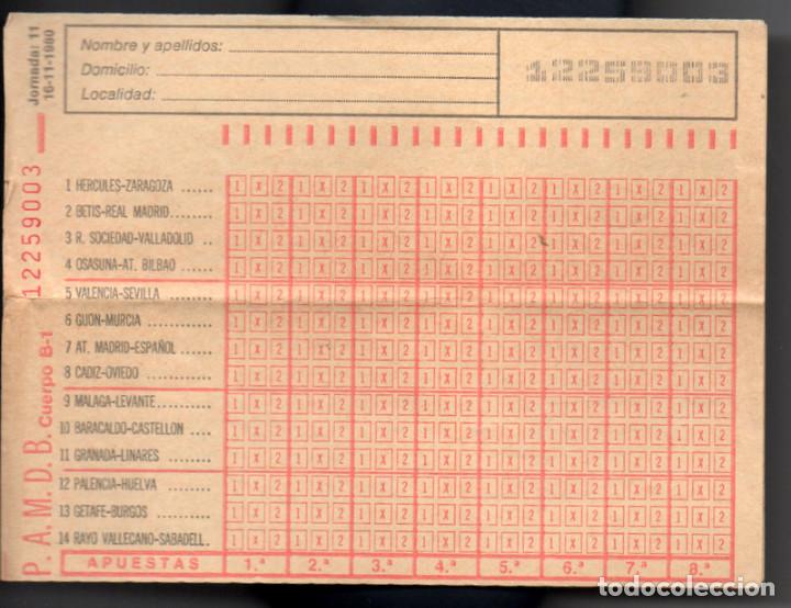 Coleccionismo deportivo: Quiniela Jornada 11 a&ntilde;o 1980. Sin rellenar - Foto 1