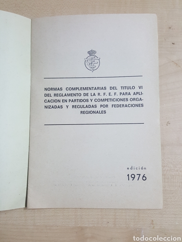 Coleccionismo deportivo: Normas complementarias reglamento RFEF para federaciones regionales a&ntilde;o 1976 - Foto 2